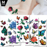 Schmetterlings-Blumen-Tattoo-Aufkleber